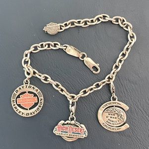 Harley Davidson charm bracelet with 3 charms